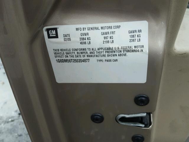 1G6DM56T250204877 - 2005 CADILLAC CTS BEIGE photo 10