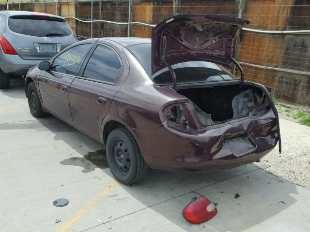 1P3ES46C8YD634282 - 2000 PLYMOUTH NEON BASE 栗色 照片 3