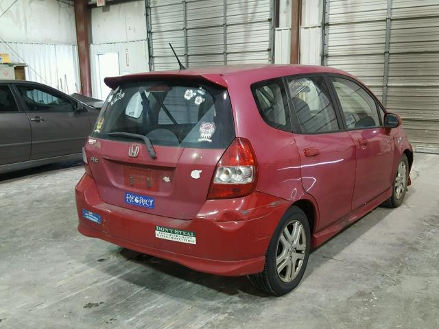 JHMGD38607S052495 - 2007 HONDA FIT S RED photo 4