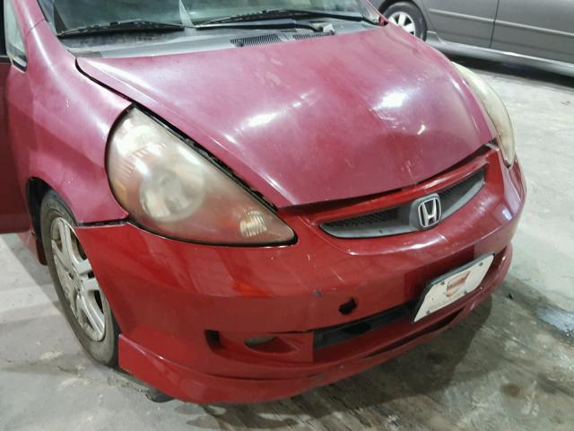 JHMGD38607S052495 - 2007 HONDA FIT S წითელი ფოტო 9