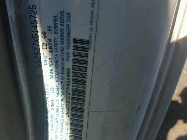 3VWCC21C2YM456984 - 2000 VOLKSWAGEN NEW BEETLE 白色 照片 10