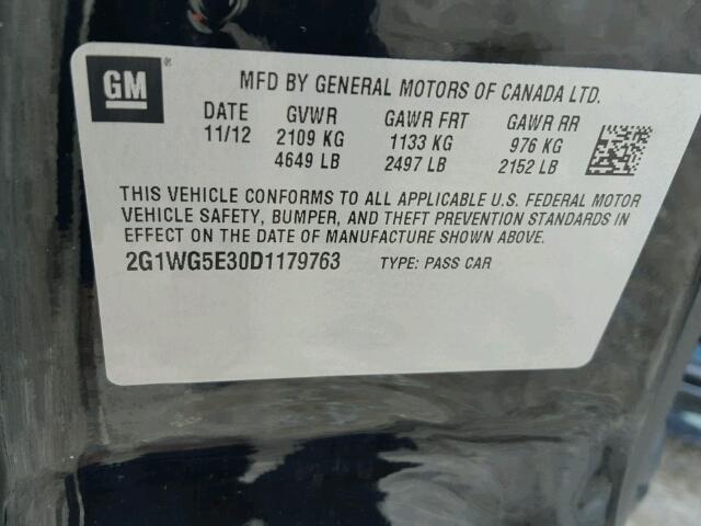 2G1WG5E30D1179763 - 2013 CHEVROLET IMPALA LT Սև լուսանկար 10