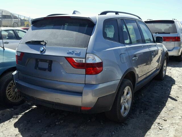 WBXPC93438WJ20377 - 2008 BMW X3 3.0SI SILVER photo 4