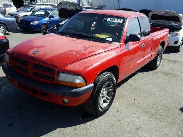 1B7GL22X11S253944 - 2001 DODGE DAKOTA RED photo 2