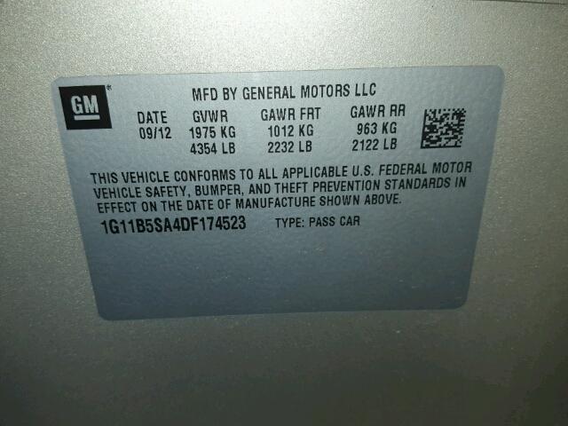 1G11B5SA4DF174523 - 2013 CHEVROLET MALIBU LS 白色 照片 10