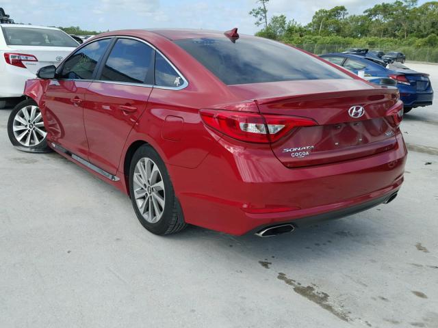 5NPE34AF6HH507538 - 2017 HYUNDAI SONATA SPO RED photo 3