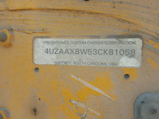 4UZAAXBW53CK81058 - 2003 FREIGHTLINER CHASSIS FS YELLOW photo 10