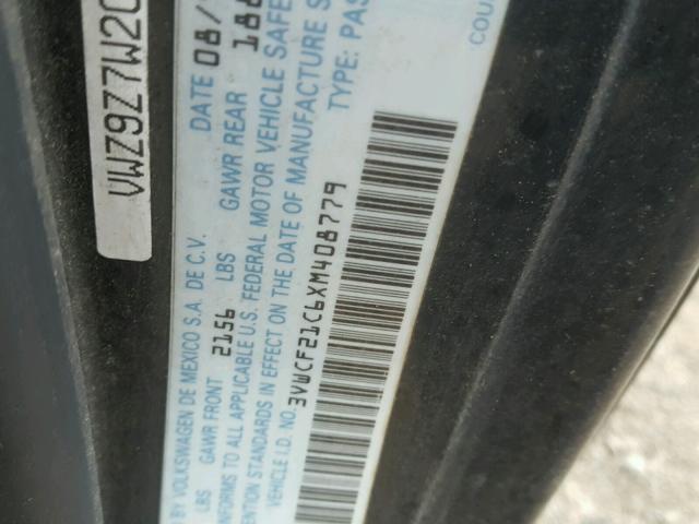 3VWCF21C6XM408779 - 1999 VOLKSWAGEN NEW BEETLE 黑色 照片 10