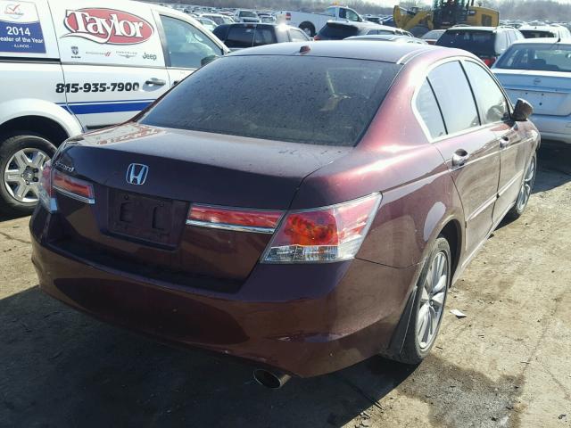 1HGCP2F80CA051208 - 2012 HONDA ACCORD EXL BURGUNDY photo 4