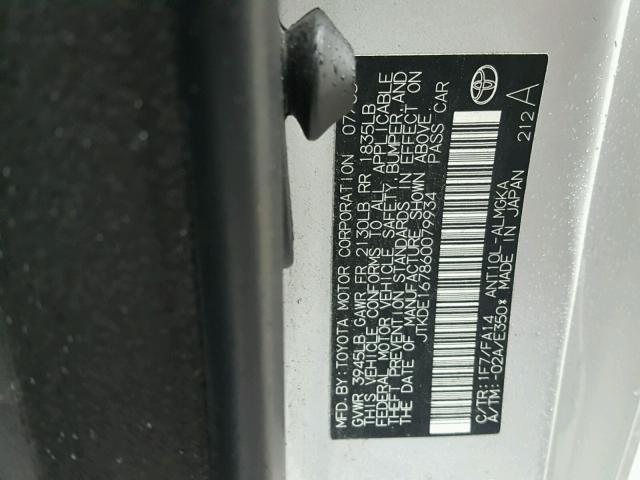 JTKDE167860079934 - 2006 TOYOTA SCION TC 银色 照片 10