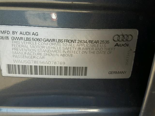 WAUSG78E56A078769 - 2006 AUDI A4 S-LINE CHARCOAL photo 10