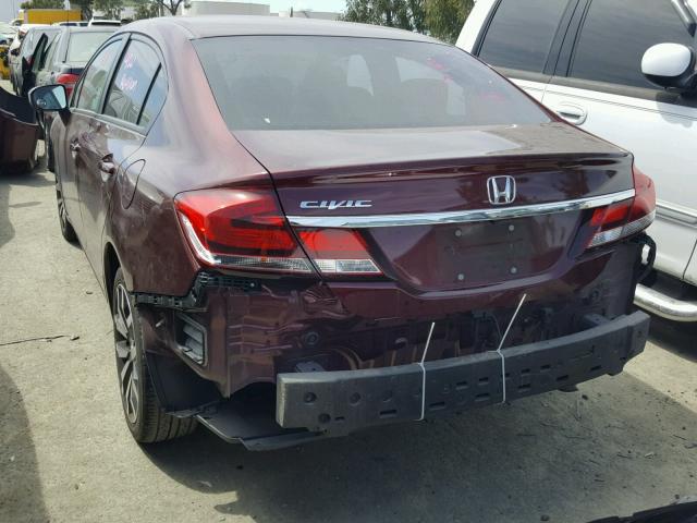 19XFB2F9XEE260037 - 2014 HONDA CIVIC EXL BURGUNDY photo 3