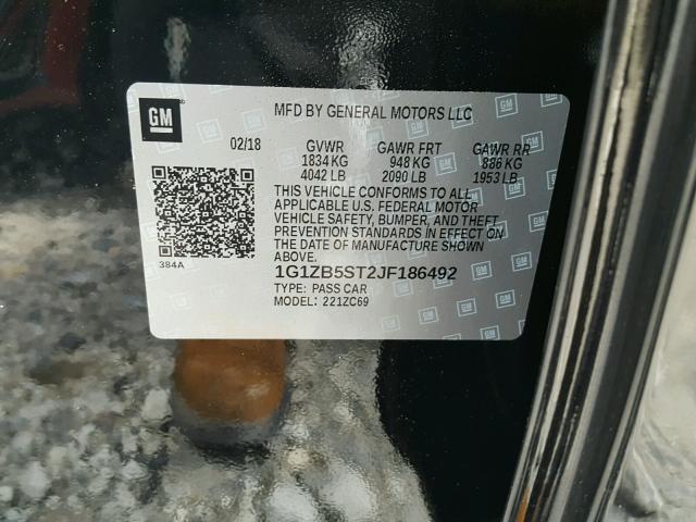 1G1ZB5ST2JF186492 - 2018 CHEVROLET MALIBU LS Qara foto 10