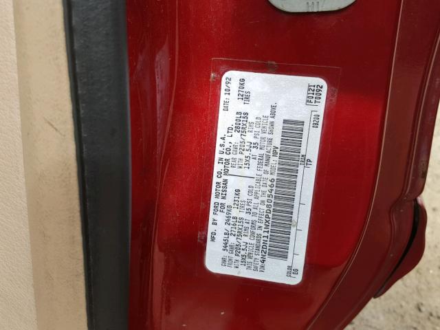 4N2DN11WXPD805466 - 1993 NISSAN QUEST GXE RED photo 10