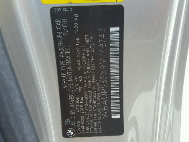 WBAUP935X9VF48743 - 2009 BMW 128 I GOLD photo 10