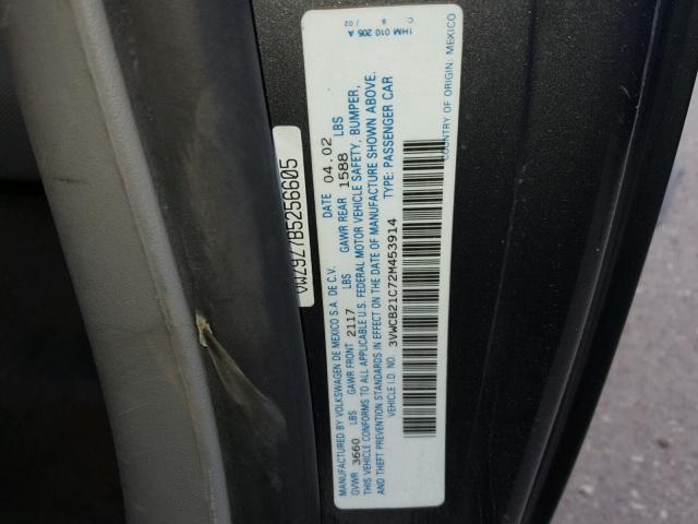 3VWCB21C72M453914 - 2002 VOLKSWAGEN NEW BEETLE 灰色 照片 10