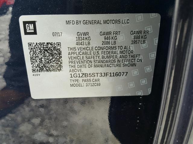 1G1ZB5ST3JF116077 - 2018 CHEVROLET MALIBU LS Mavi foto 10