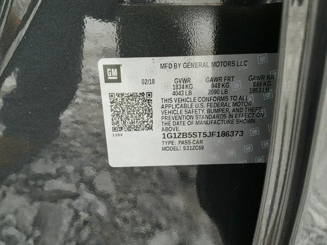 1G1ZB5ST5JF186373 - 2018 CHEVROLET MALIBU LS Boz foto 10