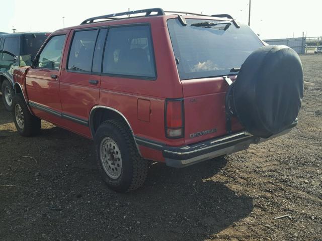 1GNDT13W3P2186489 - 1993 CHEVROLET BLAZER S10 RED photo 3