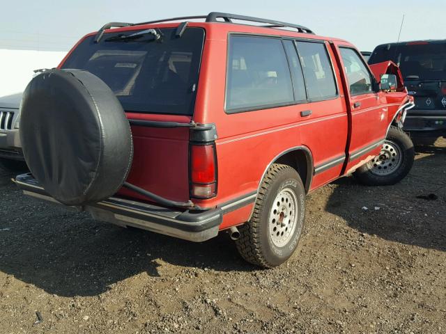 1GNDT13W3P2186489 - 1993 CHEVROLET BLAZER S10 RED photo 4