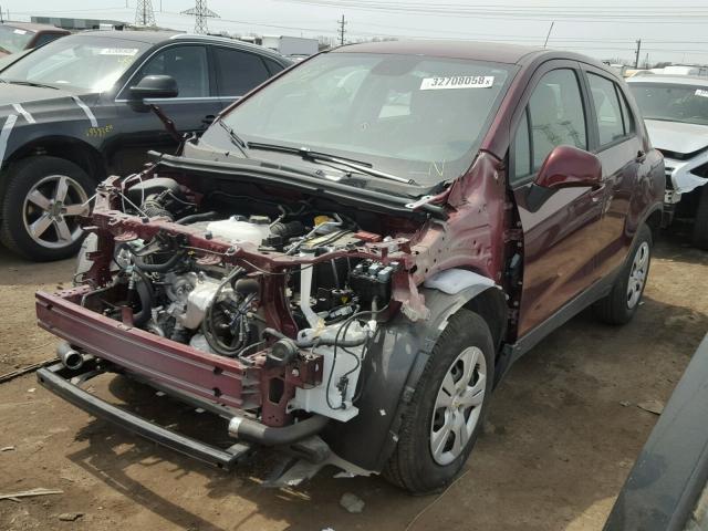 3GNCJKSB1HL258912 - 2017 CHEVROLET TRAX LS MAROON photo 2