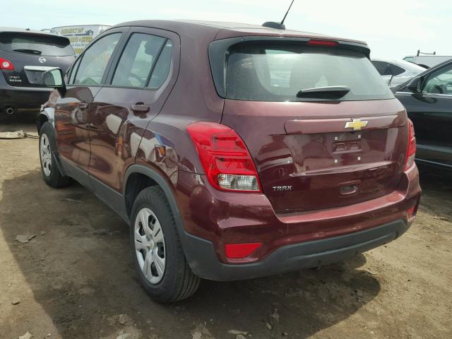 3GNCJKSB1HL258912 - 2017 CHEVROLET TRAX LS MAROON photo 3