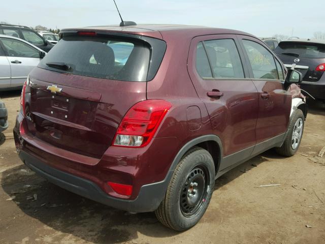 3GNCJKSB1HL258912 - 2017 CHEVROLET TRAX LS MAROON photo 4