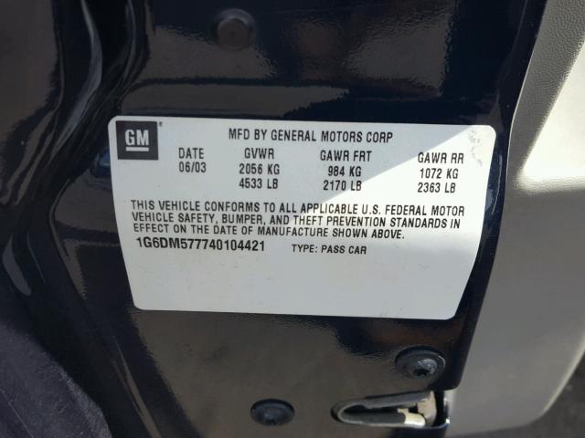 1G6DM577740104421 - 2004 CADILLAC CTS BLUE photo 10