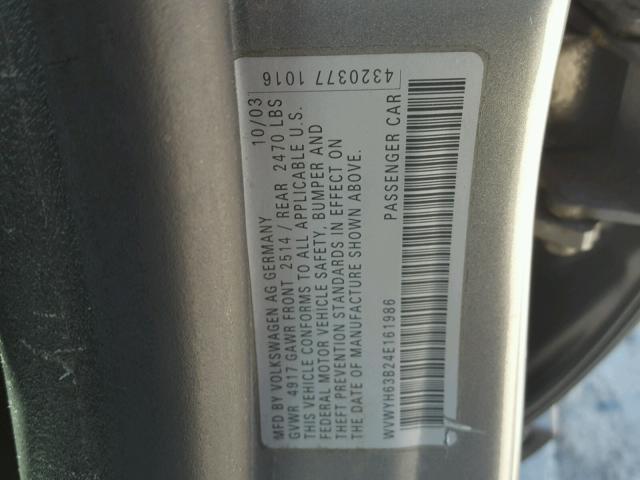 WVWYH63B24E161986 - 2004 VOLKSWAGEN PASSAT GLX 银色 照片 10