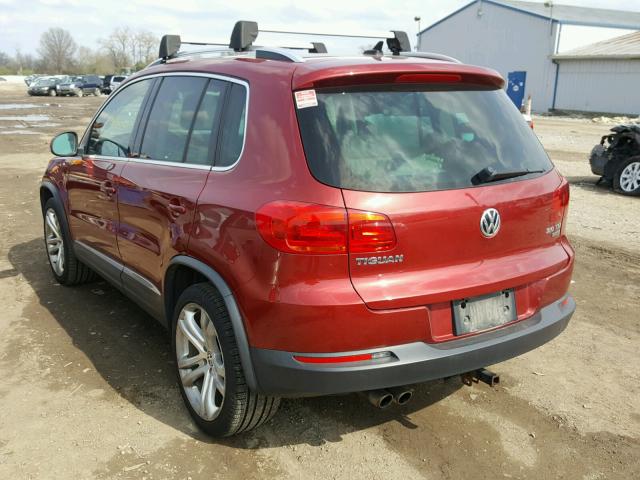 WVGBV7AX0CW005341 - 2012 VOLKSWAGEN TIGUAN S RED photo 3