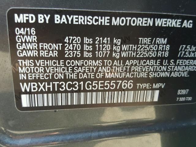 WBXHT3C31G5E55766 - 2016 BMW X1 XDRIVE2 BLUE photo 10