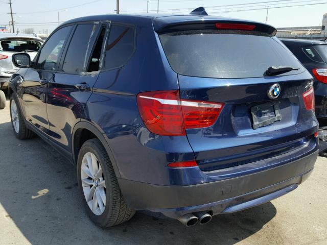 5UXWX9C51D0A20184 - 2013 BMW X3 XDRIVE2 BLUE photo 3