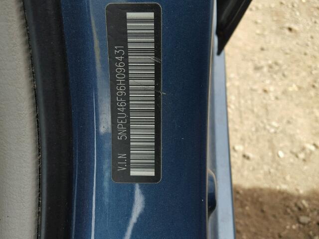 5NPEU46F96H096431 - 2006 HYUNDAI SONATA BLUE photo 10