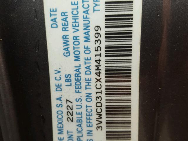 3VWCD31CX4M415399 - 2004 VOLKSWAGEN NEW BEETLE 石墨色 照片 10