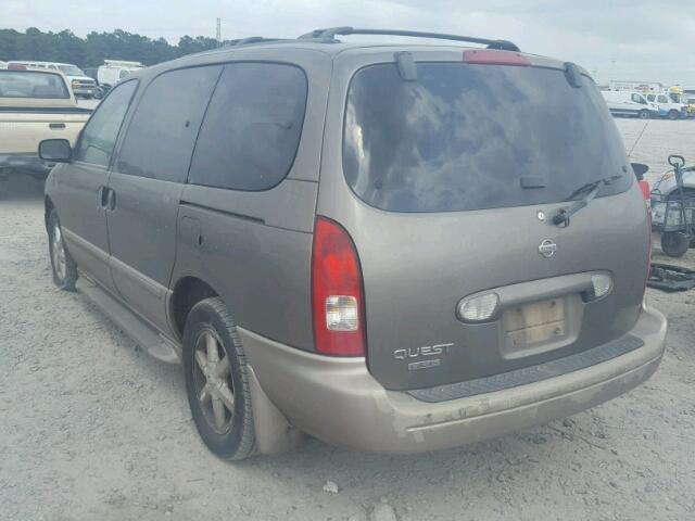 4N2ZN17T32D807104 - 2002 NISSAN QUEST GLE GRAY photo 3