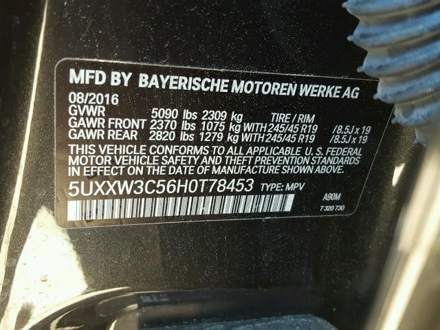 5UXXW3C56H0T78453 - 2017 BMW X4 XDRIVE2 أسود صورة 10