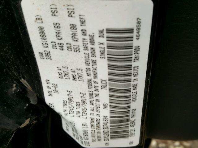 3D7KU28D13G741604 - 2003 DODGE RAM 2500 S BLACK photo 10