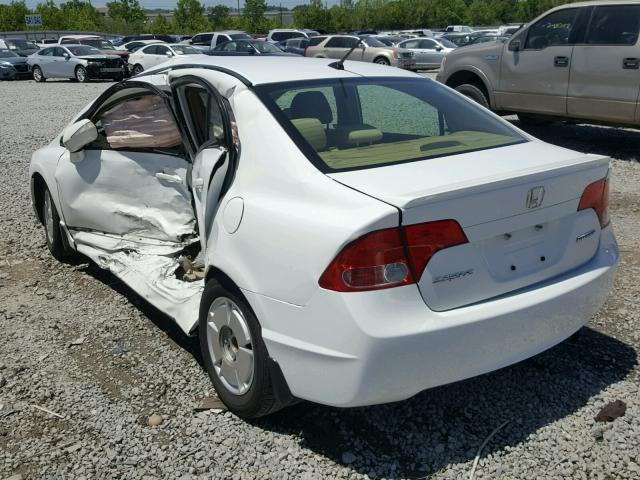 JHMFA36238S019884 - 2008 HONDA CIVIC HYBR WHITE photo 3