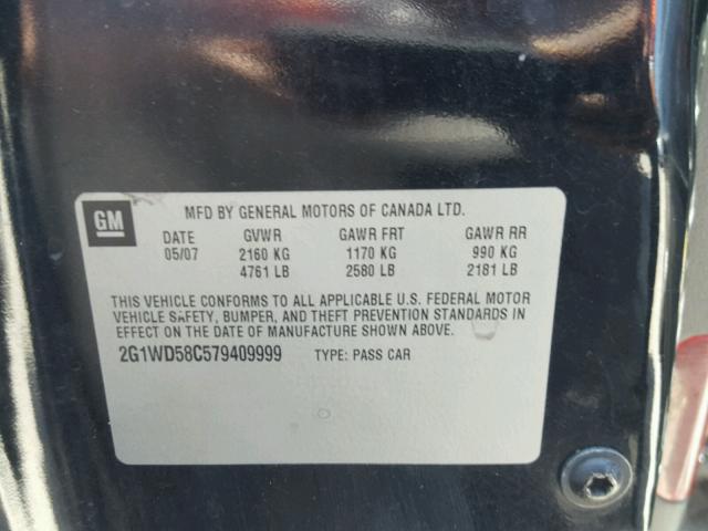 2G1WD58C579409999 - 2007 CHEVROLET IMPALA SUP შავი ფოტო 10