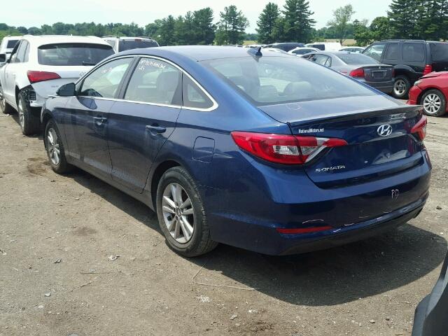 5NPE24AF8FH189129 - 2015 HYUNDAI SONATA SE BLUE photo 3