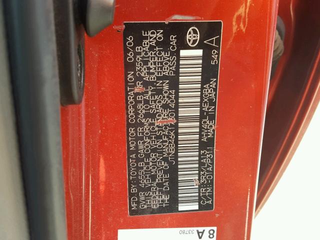 JTNBB46K173014044 - 2007 TOYOTA CAMRY NEW RED photo 10