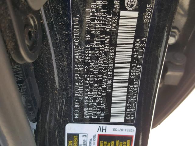 4T1BK1EB7GU203663 - 2016 TOYOTA AVALON XLE BLACK photo 10