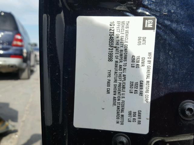 1G1ZT54855F319998 - 2005 CHEVROLET MALIBU LS შავი ფოტო 10