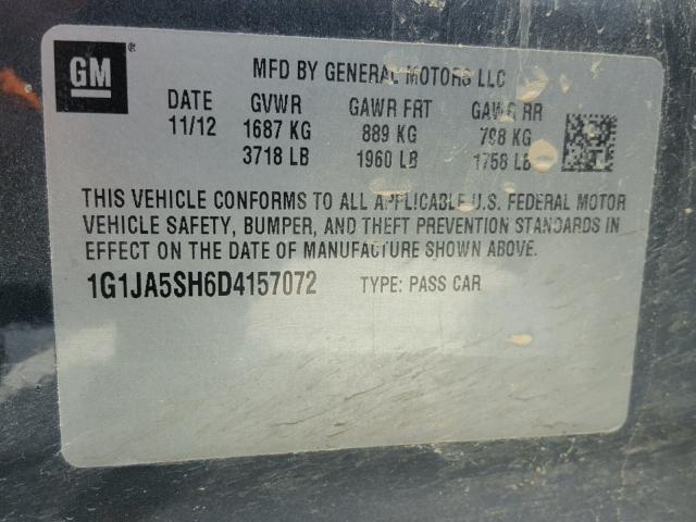 1G1JA5SH6D4157072 - 2013 CHEVROLET SONIC LS 灰色 照片 10