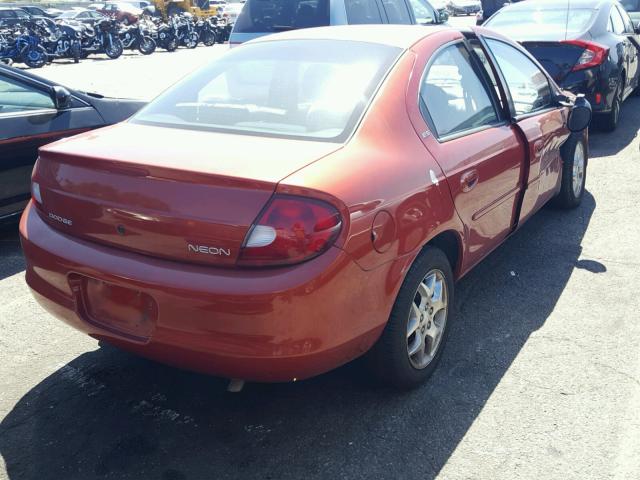 1B3ES46C6YD636243 - 2000 DODGE NEON BASE ORANGE photo 4