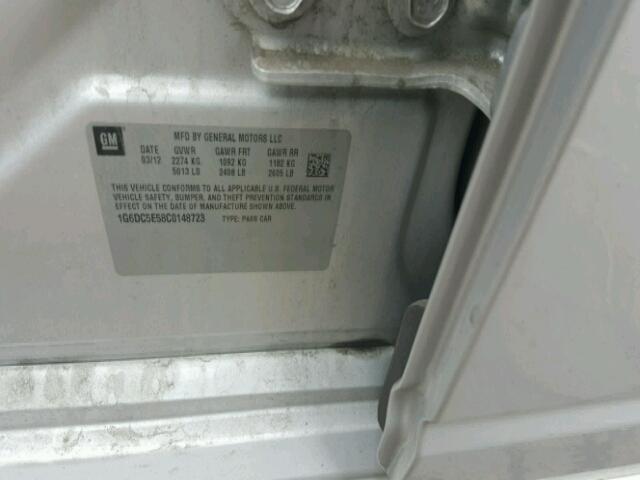 1G6DC5E58C0148723 - 2012 CADILLAC CTS SILVER photo 10