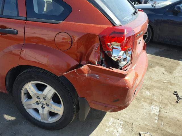 1B3HB48B07D376048 - 2007 DODGE CALIBER SX ORANGE photo 9