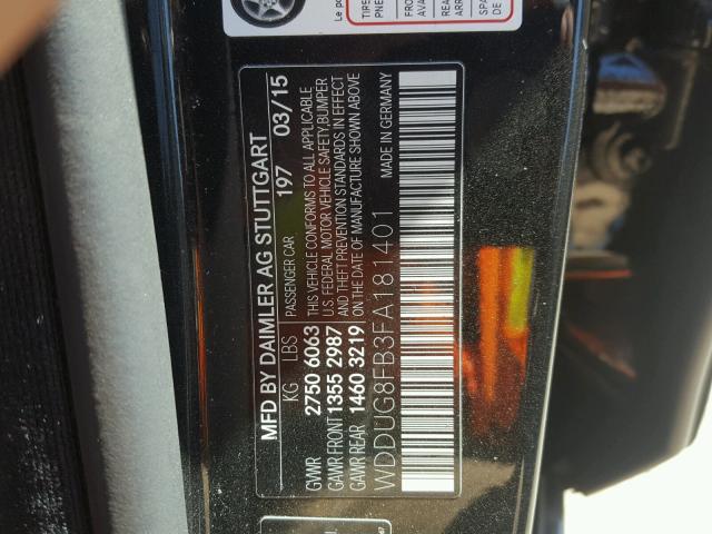 WDDUG8FB3FA181401 - 2015 MERCEDES-BENZ S 550 4MAT BLACK photo 10