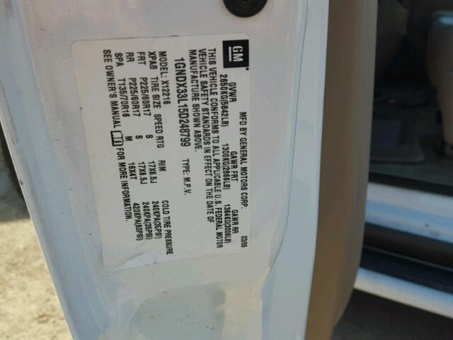 1GNDX33L15D248799 - 2005 CHEVROLET UPLANDER L 白色 照片 10