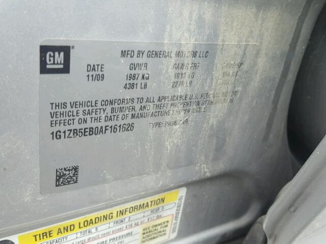 1G1ZB5EB0AF161626 - 2010 CHEVROLET MALIBU LS SILVER photo 10